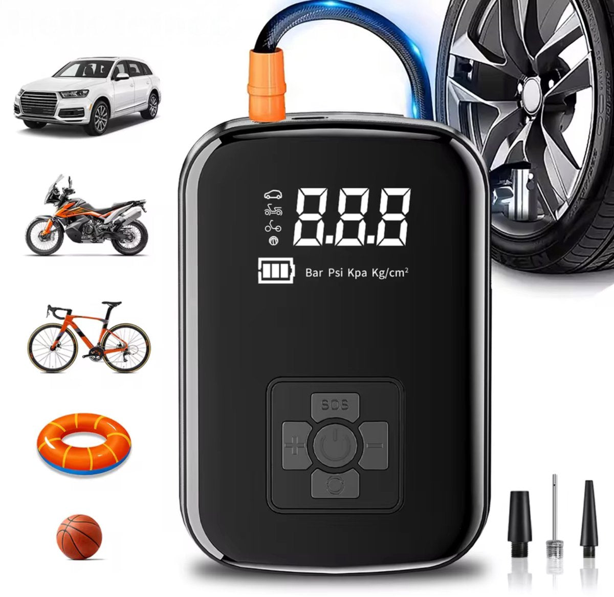 Draadloze luchtcompressor – Draagbare autobanden pomp / Fietspomp – 12V – Max 150psi – 30L/min – Auto accessoires